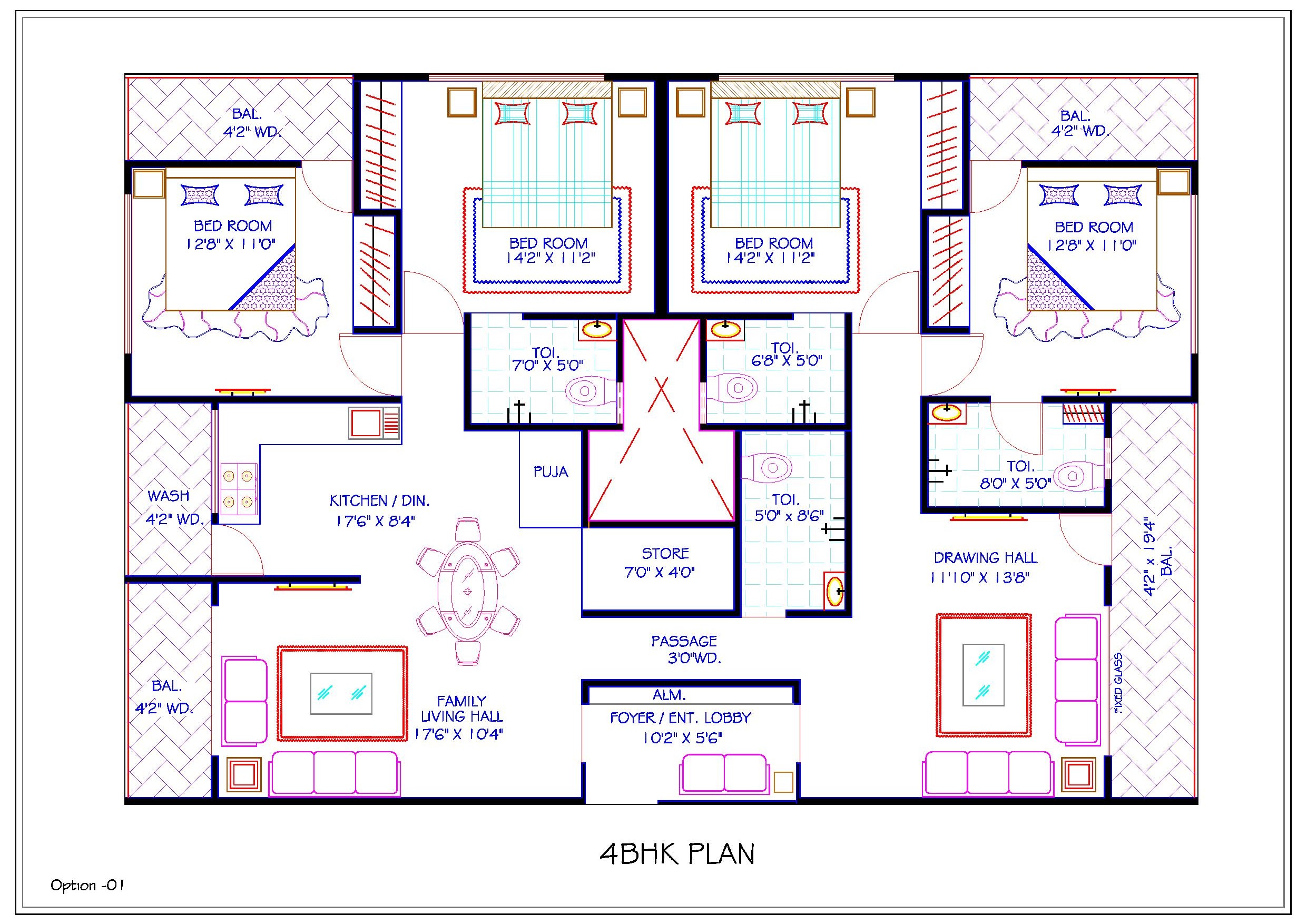 4bhk floor plan